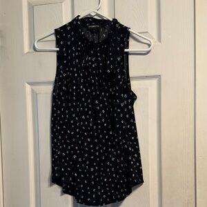 Liz Claiborne Black Top with White Floral Design